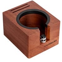 Support Carré Réutilisable en Noyer Naturel pour Tamper à Café, Support de Porte-Filtre, Organisateur de Tamper et Accessoires pour Machine à Expresso