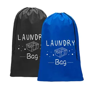 Bolsa de lavandería personalizada con cordón, bolsa de lavandería duradera para ropa sucia con logotipo impreso, cesto de lavandería apto