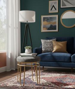 Taburetes Otomanos de Lujo Modernos con Estructura de Acero y Tapicería de Lino, Muebles de Asiento y Reposapiés para Apartamento, Escuela, Sala de Estar y Dormitorio - Product Image 3