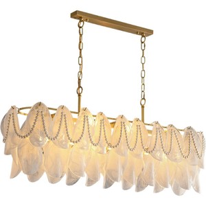 Lustre rectangulaire tout en cuivre à plusieurs têtes LED pour salon, chambre à coucher, salle à manger, décoration de la maison, style moderne et luxueux - Product Image 3