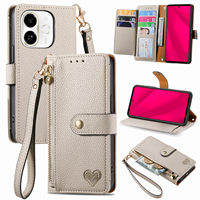 Sarung dompet multifungsi desain hati untuk ponsel Tecno Spark 30C 5G/Smart 9/HOT 50 Pro