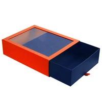 Boîtes d'emballage rectangulaires fines personnalisées avec fenêtre transparente en PVC, boîtes à tiroir coulissant pour cadeaux avec couvercle transparent en PVC