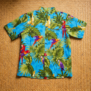 Chemise Hawaïenne Homme Manches Courtes Imprimé Tropical Perroquet Bleu – Idéale Vacances Hiver – Respirante en Popeline à Col Montant - Product Image 4