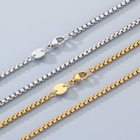 Collier personnalisé avec logo, tendance, plaqué or 18 carats, en acier inoxydable, chaîne en bambou carrée, pendentif simple, cadeau pour homme et femme