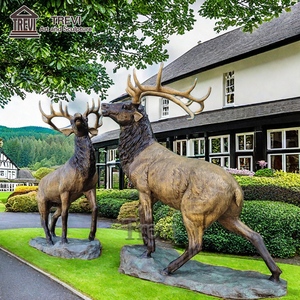 Statues d'élans en <span class=keywords><strong>bronze</strong></span> grandeur nature TREVI (paire) |   Sculpture de faune en fonte à la cire perdue pour projets immobiliers, ranchs et aménagements extérieurs - Product Image 5