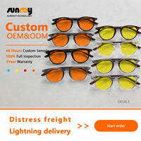 Gafas de Sol Redondas Retro al por Mayor con Lentes Naranjas, Diseño de Gafas con Logotipo Personalizado, Unisex, 97% de Protección Contra la Luz Azul