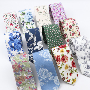 Corbata de algodón con flores para hombre, corbata fina Multicolor a la moda, 6cm, para boda, venta al por mayor - Product Image 5