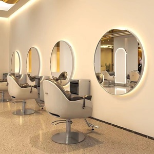 เฟอร์นิเจอร์ร้านเสริมสวยขายดี กระจกทรงกลมพร้อมไฟ LED สำหรับร้านตัดผม - Product Image 5