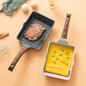 Panci Penggorengan peralatan masak aluminium Aloi, panci penggorengan memasak steak besi cor, wajan panggang, piring panas <span class=keywords><strong>sizzling</strong></span> dengan pegangan kayu - Product Image 3