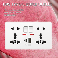 Enchufe de Pared Inteligente de 18W con Puertos USB-A y USB-C de Carga Rápida, Interruptor Universal de 4A, Corriente Nominal de 13A, Enchufe de Plástico para Reino Unido/China