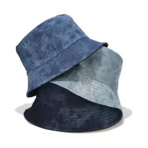 Moda denim designer jeans blank logo personalizzato cappelli da pescatore per le donne all'ingrosso