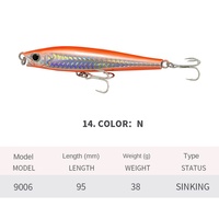 Leurre Minnow Holographique Laser 38g 95mm 15 Couleurs pour Pêche en Mer, Lancer de Plage, Coulant, Longue Portée, Appât Dur pour Eau Salée