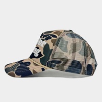 Casquettes 5 panneaux personnalisées en gros, casquette de camionneur en mousse camouflage avec maille