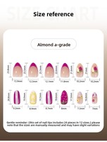 Zomerse 3D aardbeien opzetnagels, amandelvorm, Franse tip met fruit-, bloemen- en streepdesigns voor vrouwen