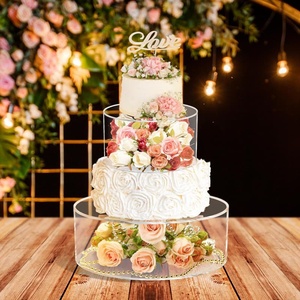 Support à gâteau rond en acrylique personnalisé en gros avec lumières LED, tour <span class=keywords><strong>de</strong></span> présentation transparente pour cupcakes, idéal pour la décoration <span class=keywords><strong>de</strong></span> mariages et d'anniversaires - Product Image 3