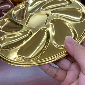 <span class=keywords><strong>Assiette</strong></span> à huîtres ronde en acier inoxydable doré coloré Restaurant bon marché Grill Buffet Fruits de mer <span class=keywords><strong>Assiette</strong></span> en acier inoxydable - Product Image 4