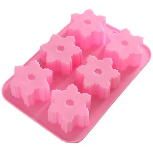 BPA Free LFGB Thực Phẩm Mới Lạ Lớp 6 Sâu Răng Khay Nướng Bánh Ice Cube Xà Phòng Khuôn 3d Silicone Muffin Tins Bông Tuyết Patterns