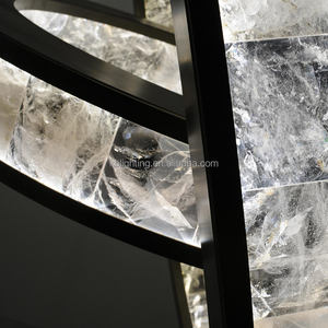 אבני קריסטל טבעיות עכשוויות עגולות תאורה קישוט תלייה מודרני תליון אורות סלע קריסטל שחור נברשות - Product Image 6