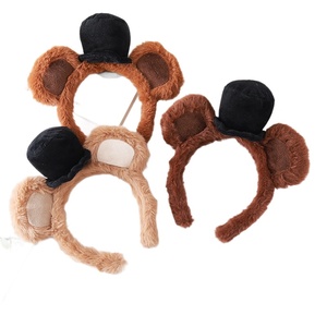Serre-tête en plastique avec oreilles d'ours, mignon, dessin animé, pour le lavage du visage, masque, fête d'enfants, fait main, unisexe, doux, automne-hiver - Product Image 5