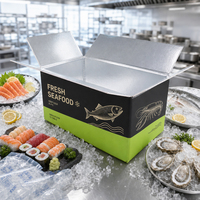 Emballage pour aliments surgelés frais, carton de transport frigorifique, boîte en carton isolée, insert en mousse avec feuille d'aluminium, livraison de fruits de mer