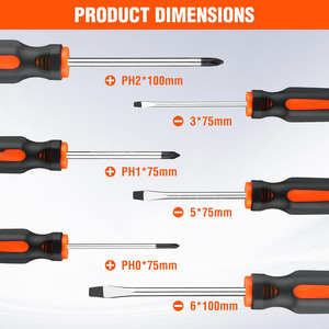 ชุดไขควง 6 ชิ้น ความแข็งสูง ชุดเครื่องมือไขควงแบบมีร่องและแบบฟิลลิปส์ - Product Image 3