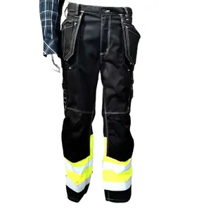 Amerika çin'de yapılan iş giysisi toptan ağır tuval iş pantolon erkekler yansıtıcı bant güvenlik üniforma pantolon