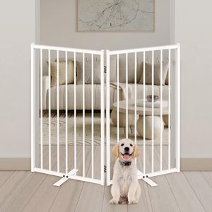 Kim loại freestanding cổng chó với cửa, trong nhà và ngoài trời hàng rào vật nuôi cho con chó con chó đứng có thể gập lại hàng rào trang trí - Product Image 4