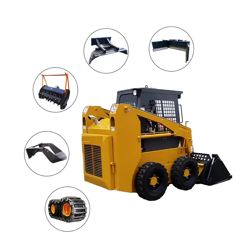 Multifunction Mini Small Compact Diesel Gasoline Wheel Skid Steer Loader Optional Accessories