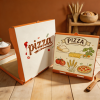 Boîte à pizza à emporter en carton ondulé kraft de couleur orange écologique SP4055, imprimable avec logo, pour pizzeria et fast-food