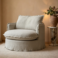 Fauteuils d'appoint de luxe pour la maison, avec jupe à volants, assise profonde et housse en lin entièrement amovible, pour salon et villa