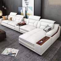 Canapé d'angle en cuir moderne et luxueux, personnalisable, avec rangement multifonctionnel, ensemble de meubles de salon