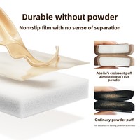 JLYSolid Houppette triangulaire en forme de croissant en polyuréthane hydrophile ultra-douce, respectueuse de la peau, très élastique, double usage (humide et sec)