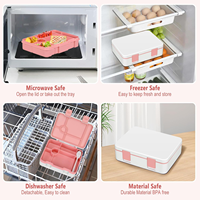 Haute capacité 5 compartiments 1300ml micro-ondable sans BPA Durable salade alimentaire conteneur boîte à lunch enfants avec bouteille d'eau