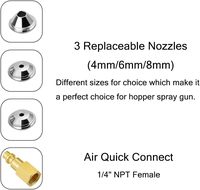 Pistolet de pulvérisation à air comprimé avec godet en aluminium blanc de 6 L (1,45 gallon) pour peinture, avec trémie à air de 4, 6 ou 8 voies