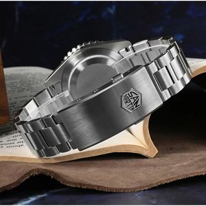 Montre automatique pour homme San Martin 39 mm, cadran brun foncé émaillé rétro, NH34 GMT, 20 bars, montre-bracelet SLN C3 Green Dive SN0136 - Product Image 5