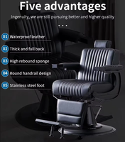Chaise de barbier en cuir noir pour hommes équipement de salon de coiffure chaise de salon de coiffure