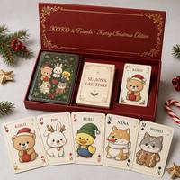 Cartes à Jouer de Noël KOKO Friends, Coffret Cadeau en Papier 300gsm, Boîte Magnétique à Noyau Noir et Dorure Or, Bords Rouges Dorés, Écologique, Pour Toute la Famille