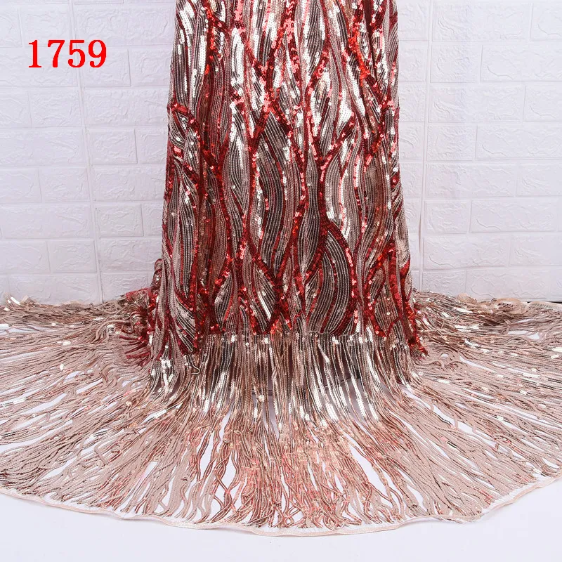 High Quality African French Tulle Net Lace With Sequins For Party Dress Wholesale Sequin Lace Fabric For Party Dress 1759