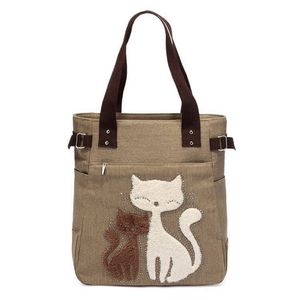 Sac fourre-tout en toile motif chat mignon personnalisé pour femme - Product Image 1