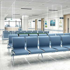 Silla de espera para hospital Saiford, de tres plazas, de acero laminado en frío, para centros médicos. - Product Image 1
