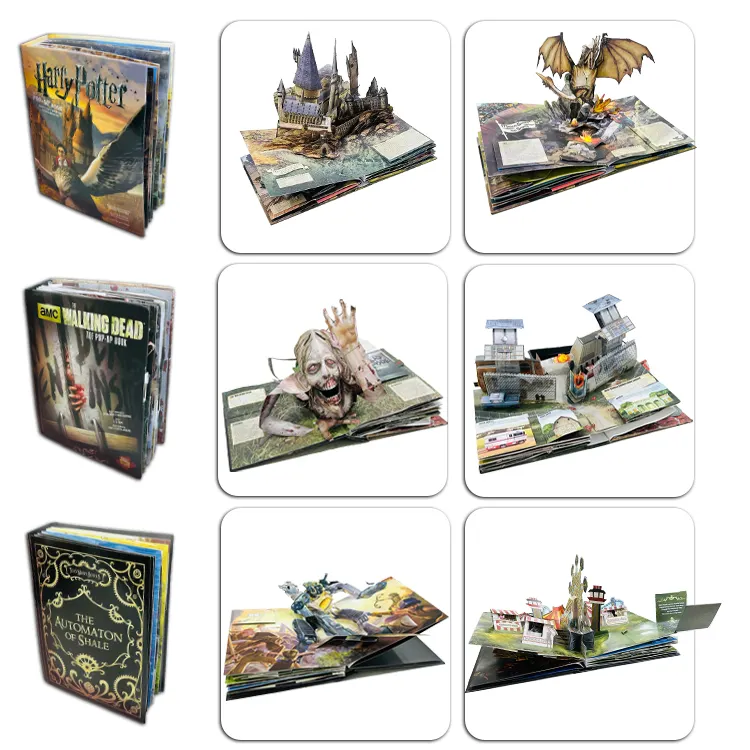 Yimi paper custom 3d pop up children book printing frightened Science fiction Various topics story pop up book for kids