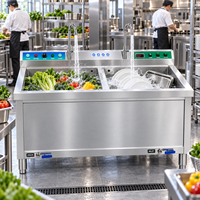 Station de lavage de légumes et lave-vaisselle professionnel à double bac pour la restauration