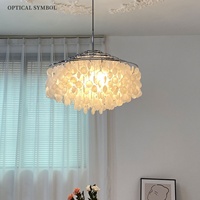 Lustre artistique de designer en forme de coquille, LED argenté, pour salon, salle à manger, chambre à coucher, en nacre, style français créatif rétro, luxe léger