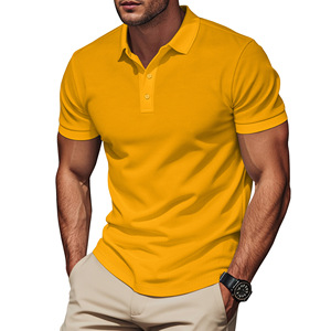 US Style Men's Formal for Shirt Solid Color Turn-<b>Down</b> Collar Color-Blocked Short Sleeve Jersey No-Wrinkle Treatment - Product Image 2
