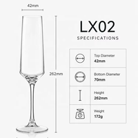 Verre à champagne transparent de 195 ml, fourniture commerciale pour les vignobles, les bars à vin et les comptoirs de dégustation, vente en gros OEM/ODM