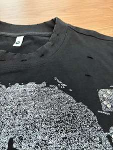 Desain kustom 100% katun DTG dicetak berlian imitasi lengan panjang kebesaran kaus rajutan kasual kualitas tinggi berpakaian - Product Image 4