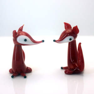 Красно-желтая выдувная стеклянная статуя лисы Коллекционная муранская лэмпворк - Product Image 2