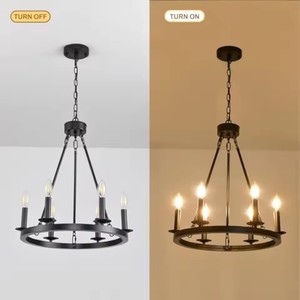 <span class=keywords><strong>Lampadario</strong></span> <span class=keywords><strong>a</strong></span> Ruota di Carro 20 Pollici 6 Luci Lampadari Rustici Circolari Apparecchio di Illuminazione Lampadari Rotondi in Metallo per Ingresso e Atrio - Product Image 4