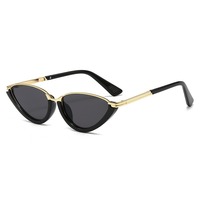 STORY QZ1323 Lunettes de soleil rétro demi-cerclées œil-de-chat pour femmes et hommes, monture métallique vintage, protection UV400, verres ovales rouge bordeaux