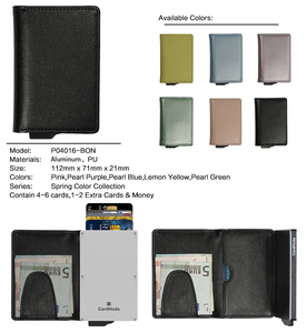 CardHoda Aluminum <b>RFID</b> <b>Wallet</b> Unisex Minimalist Fold Closure Short Card Holder Genuine Leather Lining - Product Image 4
